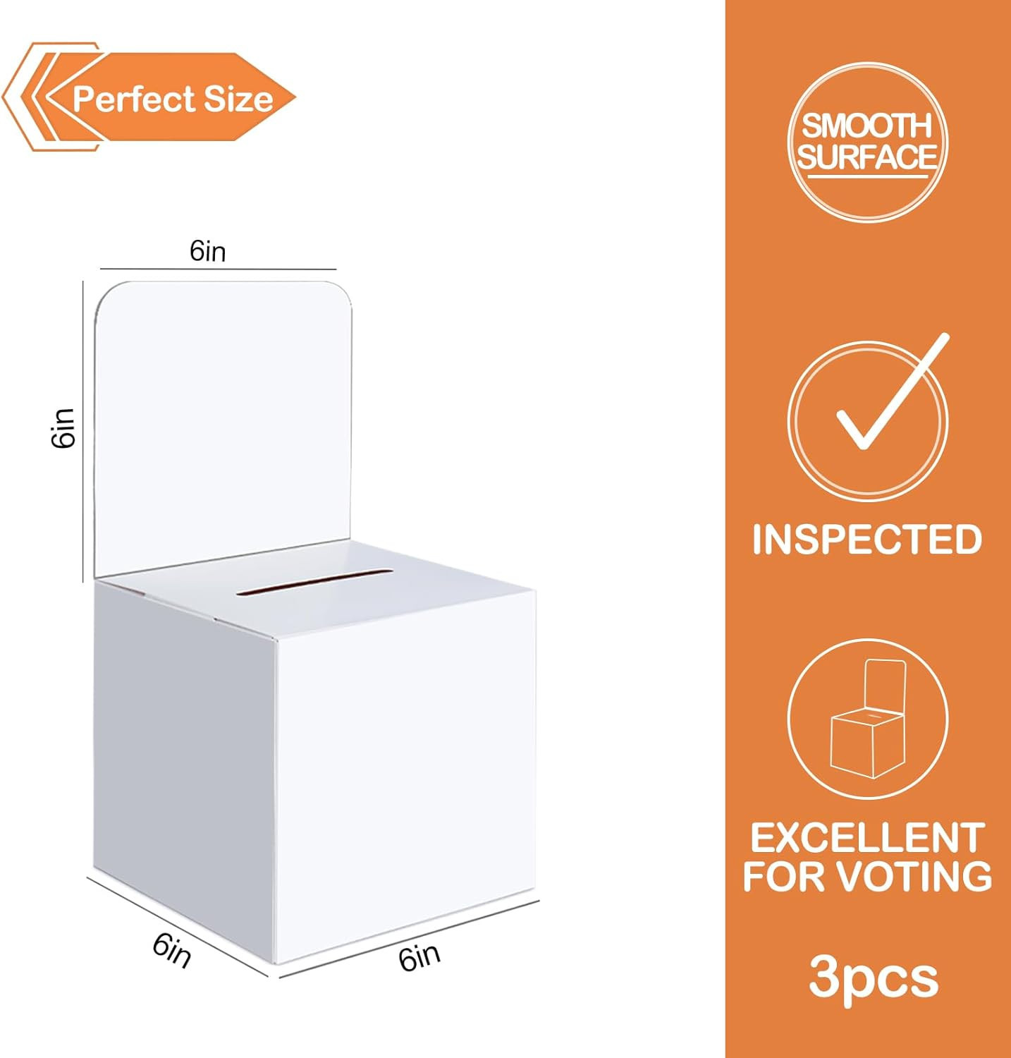VOISEN Raffle Box,3 Pcs Raffle Boxes with Slot,Cardboard Ballot Boxes and Remova