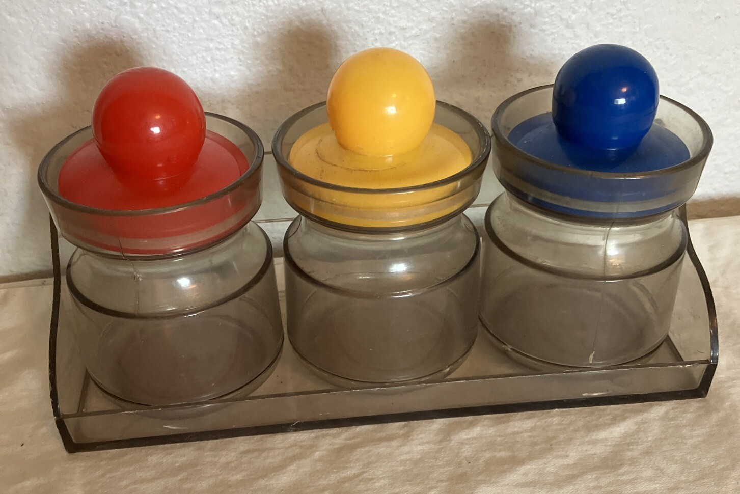 Vintage Primary Colors Office Organizer Stationary Jar Set Rack Desk/Wall Mount