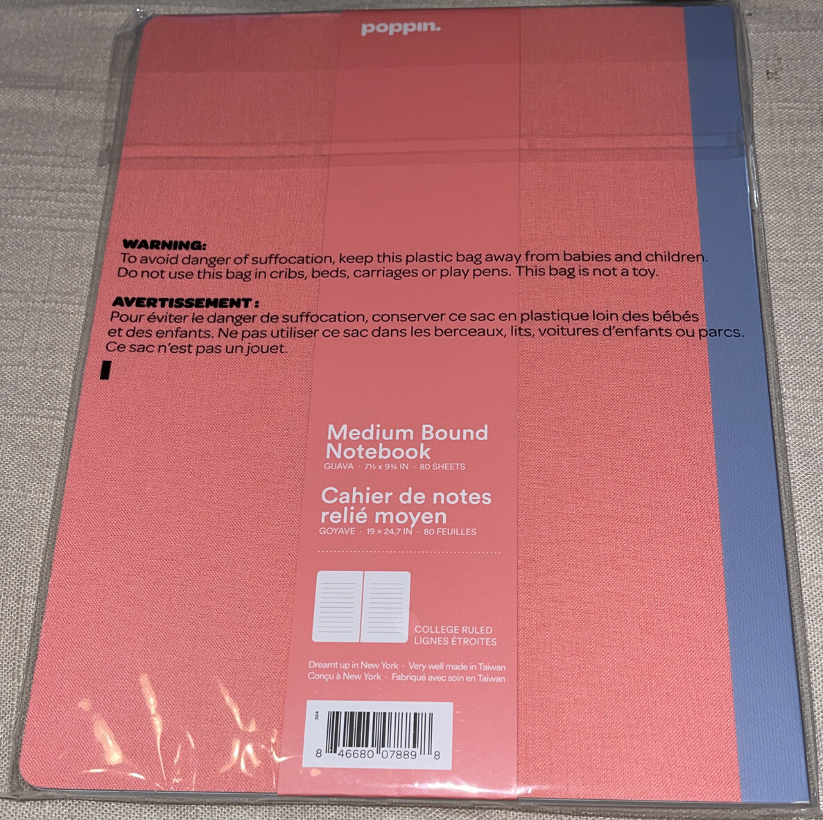 New Poppin Medium Bound Notebook Guava Color College Ruled 80 Sheets