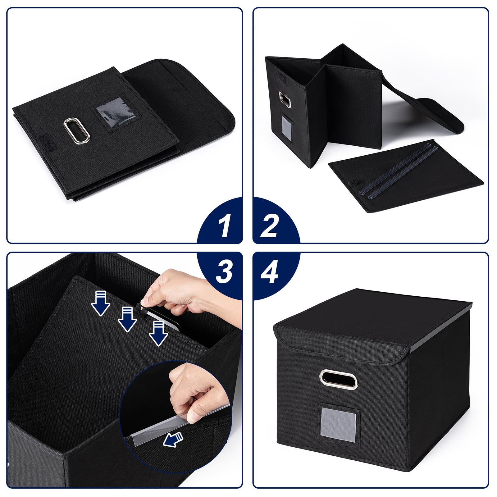 CADONO File Organizer Box with Lid, Large Hanging Folder 1Pack, Black