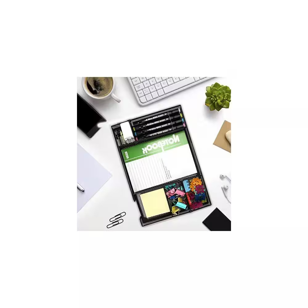 Desk Drawer Organizer Tray 1-Pack Metal Mesh Adjustable Compartments 6 Grid Mult