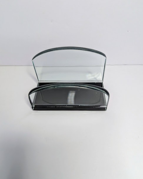 Vintage Glass Desk Organizer Set Curved Glass Mail Sorter Executive Office Decor