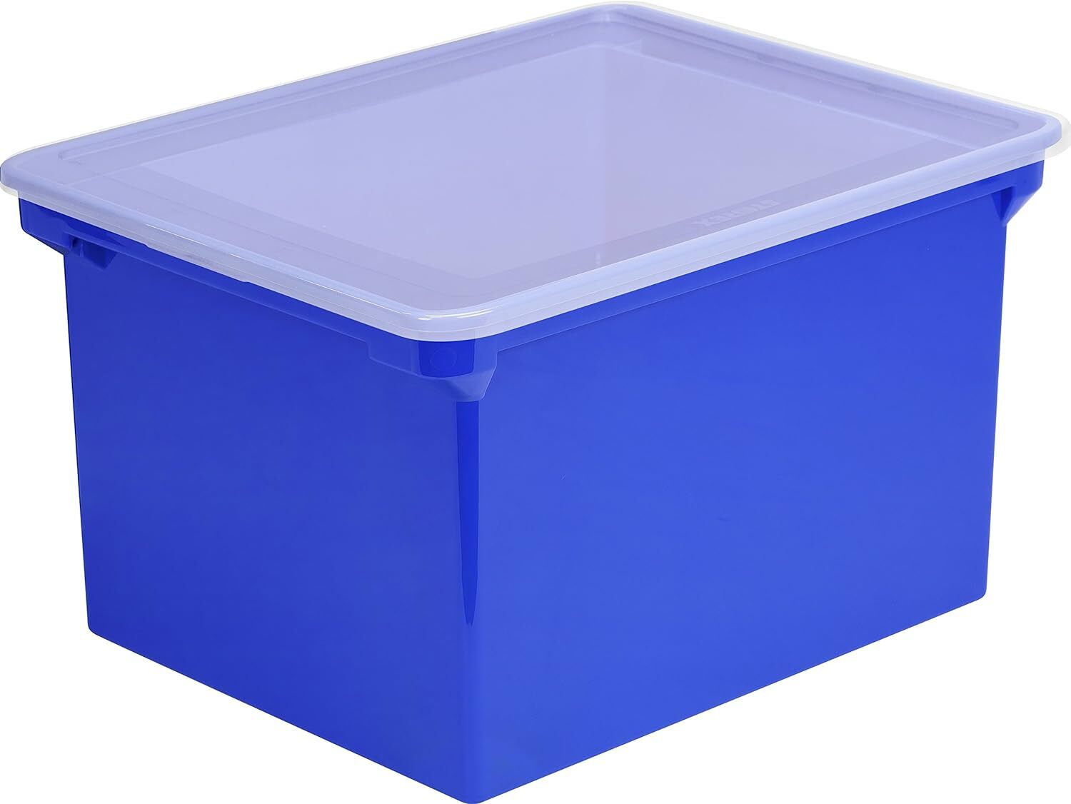 Storex Portable File Tote, 18.5 x 14.25 x 10.88 Inches, Blue/Clear