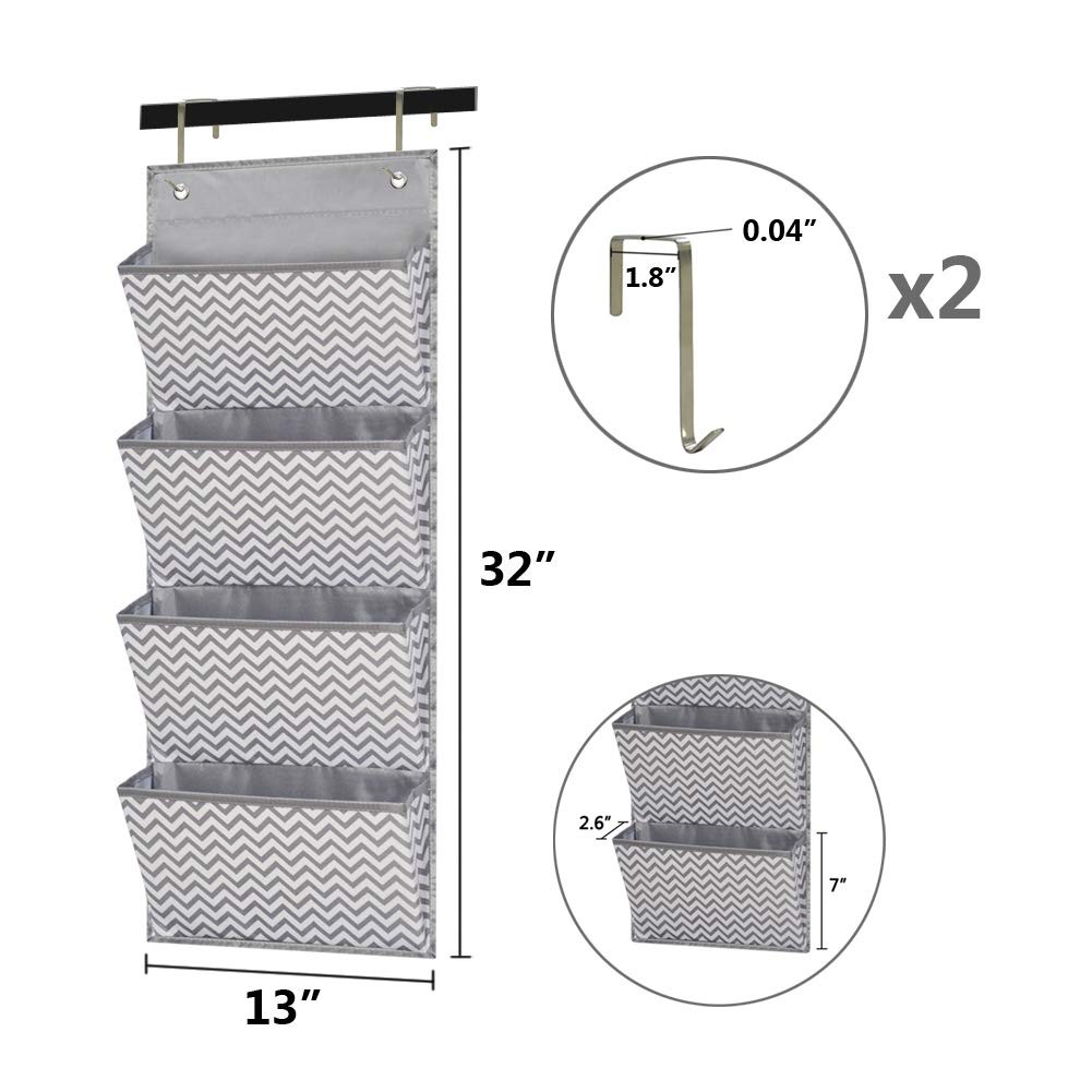 Eamay Wall Mount/Over Door File Hanging Storage 4 Pocket – Wave Pattern