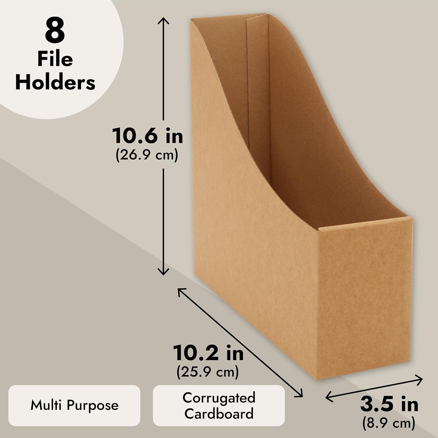 Revistero de carton 3.5 x 10.2 x 10.6 in marron paquete de 8 Revista