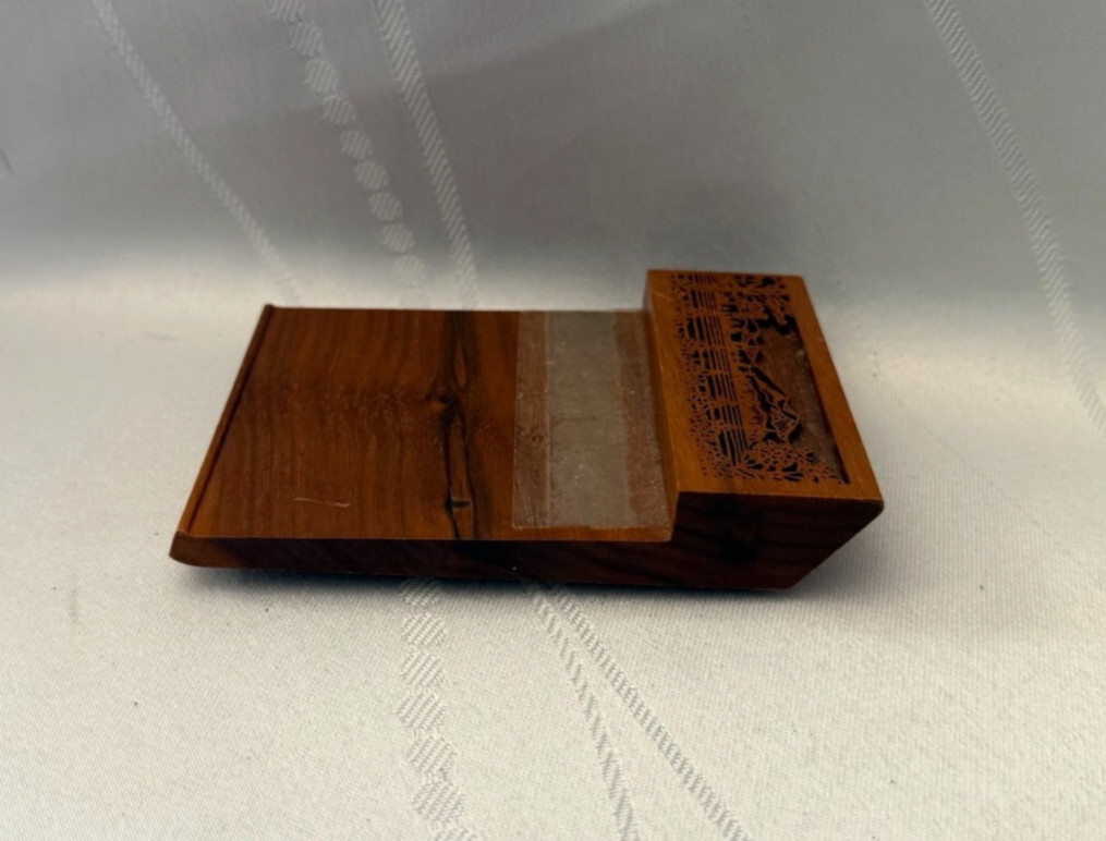 Wooden Laser Engraved Handcrafted Desk Organizer – For 3”x3” Sticky Note Holder