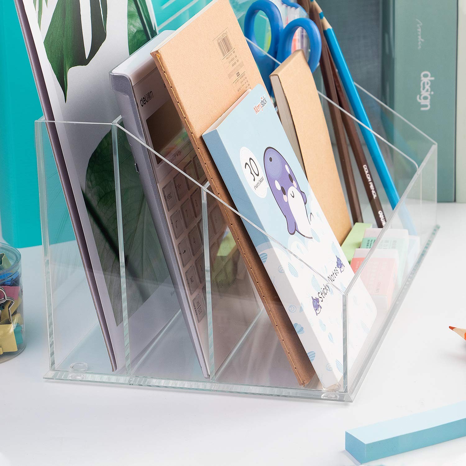 YestBuy Acrylic Desk Organizer, Clear Paper Tray Organizer with