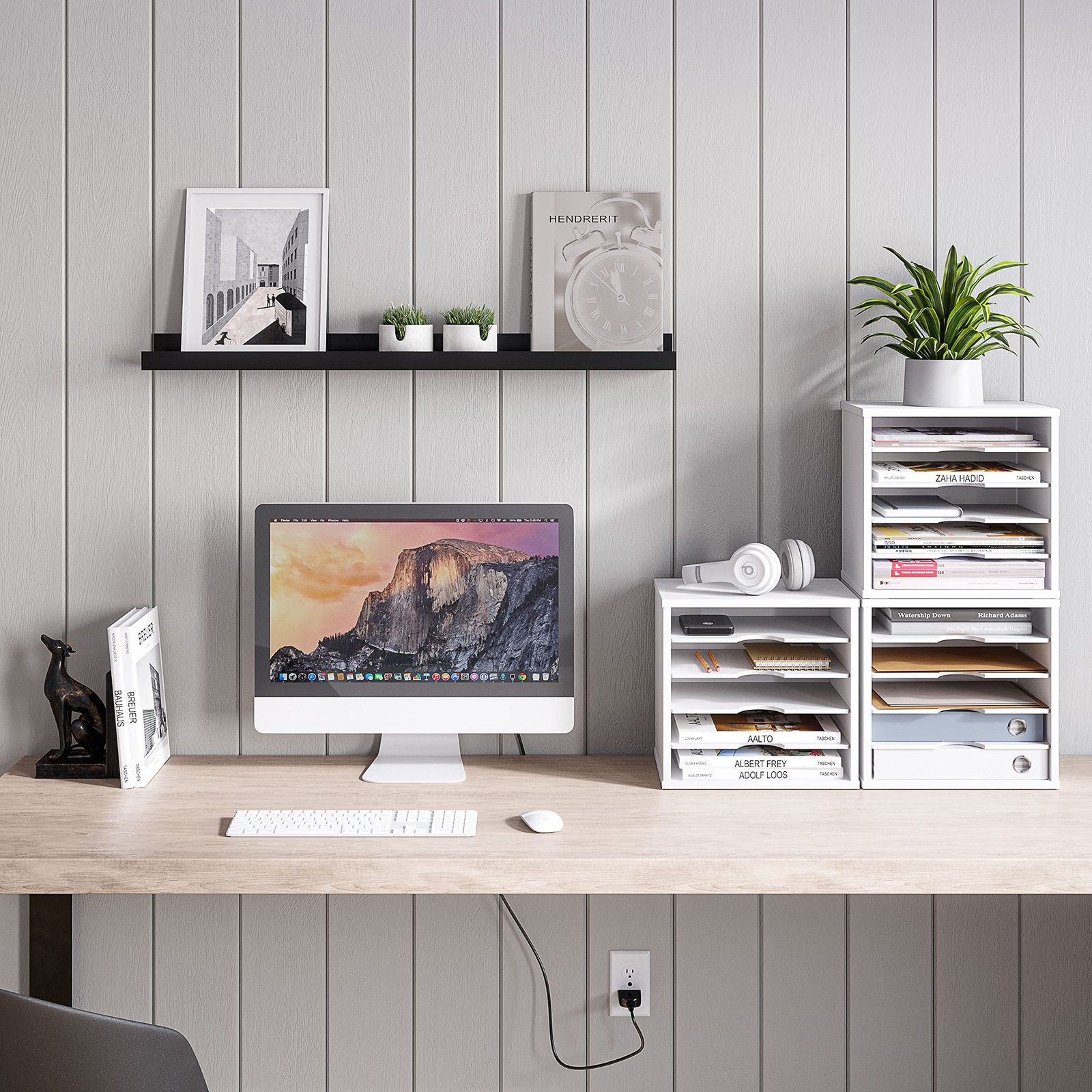 File Organizer Paper Sorter 5 Tier Adjustable Shelves Office Desk Organizer 13 5