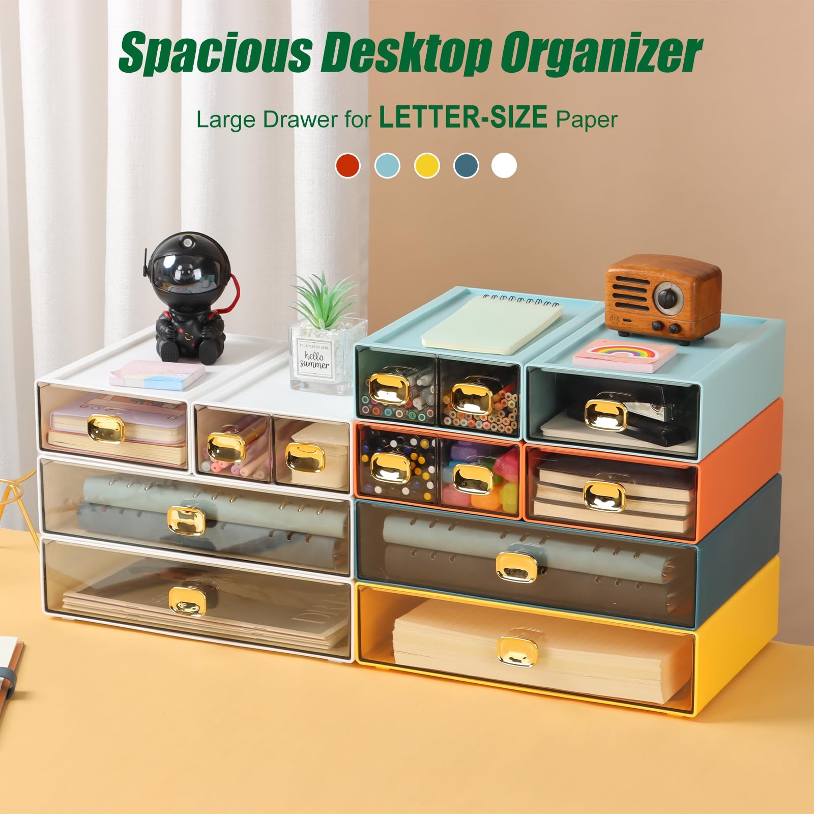 Osteed Spacious Desktop Storage 1 Large Storage Drawer Stackable Office Desk