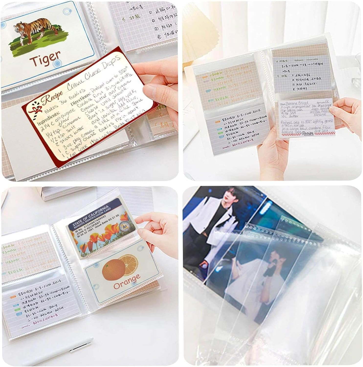 3X5 Index Card Organizer, Index Cards Clear Plastic Holder