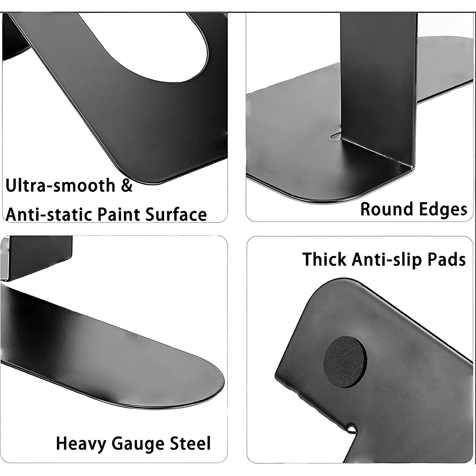 Spillbox Metal Non Slip Bookends Book Shelves | Shelf | Study Standard, Black