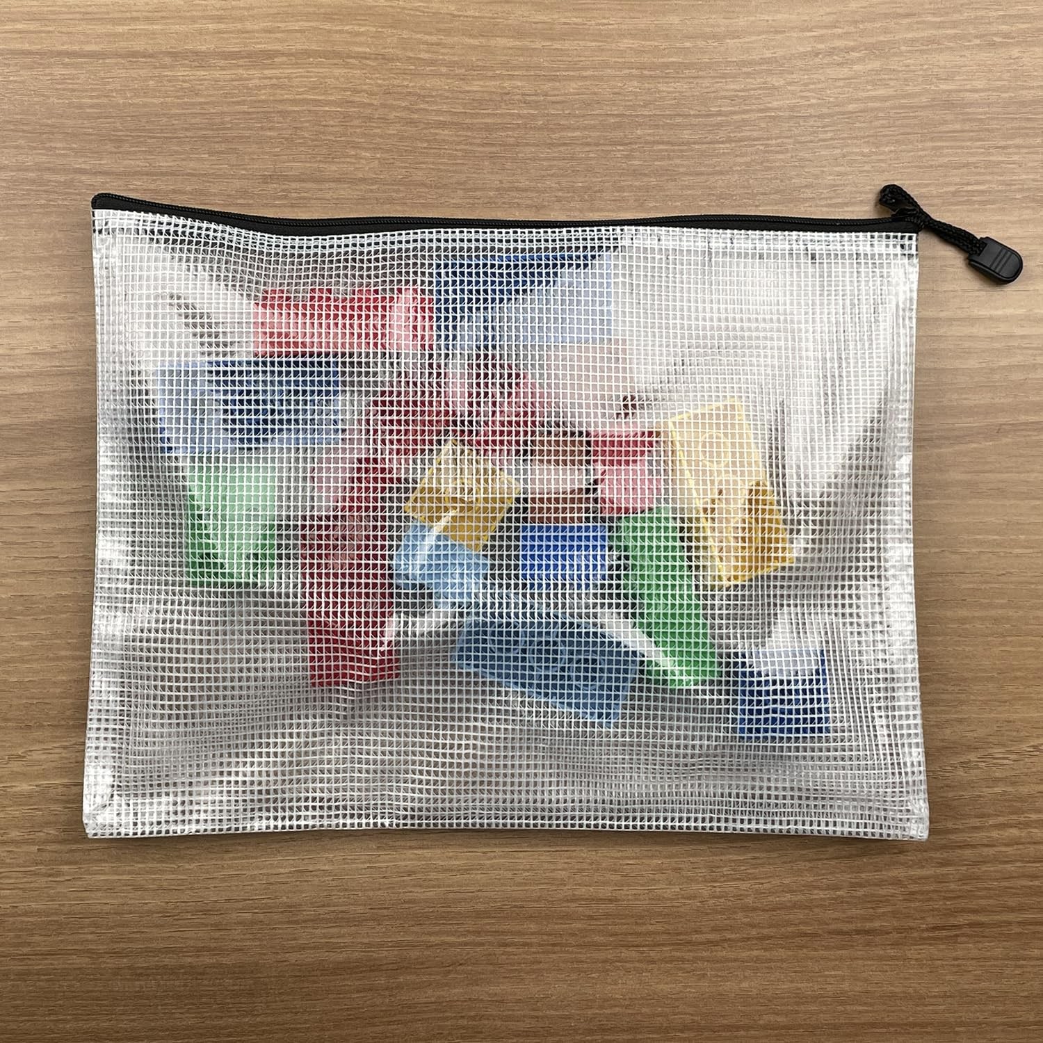 24 Pack Mesh Zipper Pouch 7 x 11 Inches Plastic Zip File Folders Storage Bags
