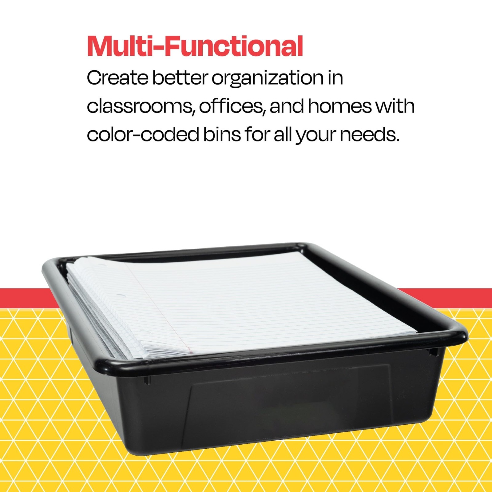 Storage Tray, Letter Size, 10 x 13 x 3 Inches, Black (1 Tray only)