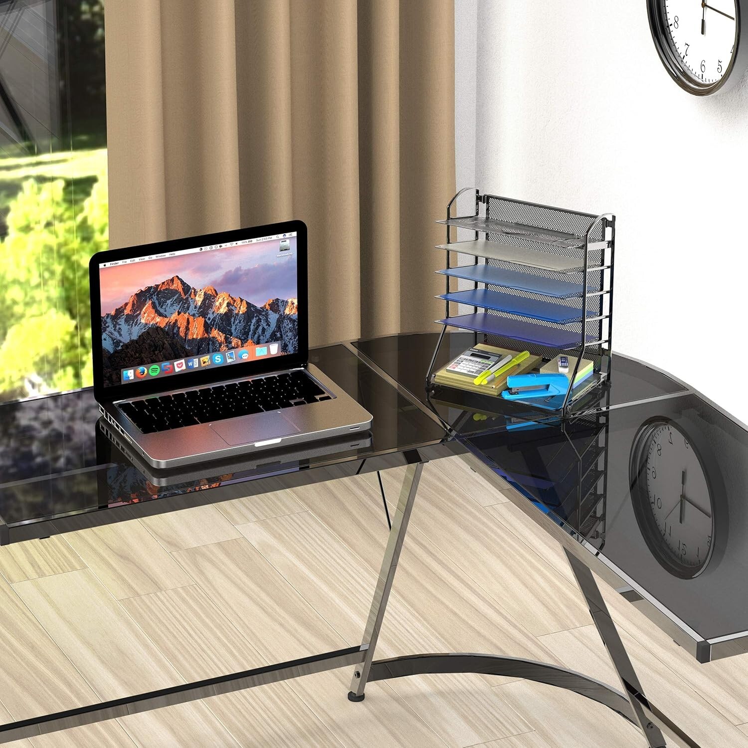 6-Tier Black Mesh Letter Tray Organizer, 2-Pack for Elegant Office Arrangement