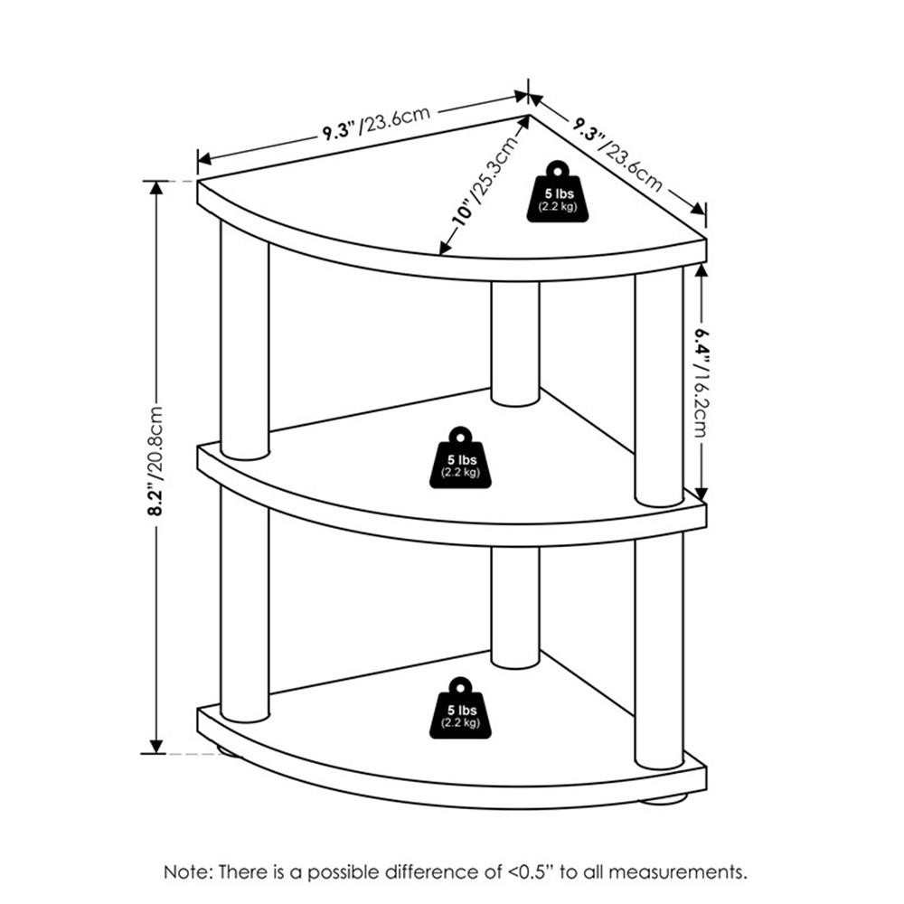 Pemberly Row Turn-N-Tube 3-Tier Corner Countertop Organizer Shelf in White