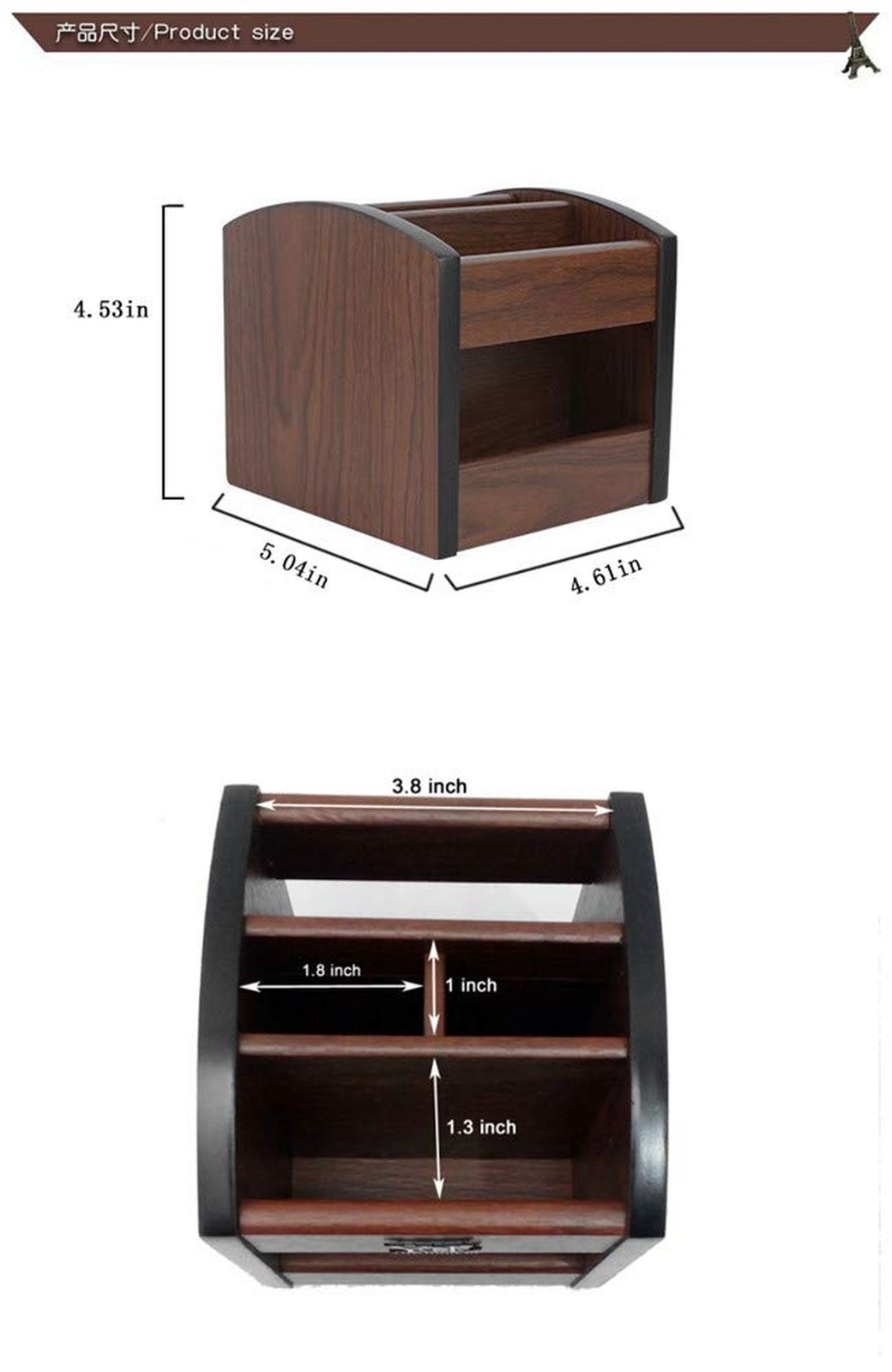 Wooden pen holder for desk,Rotating remote Organizer,remote control caddy,hom…