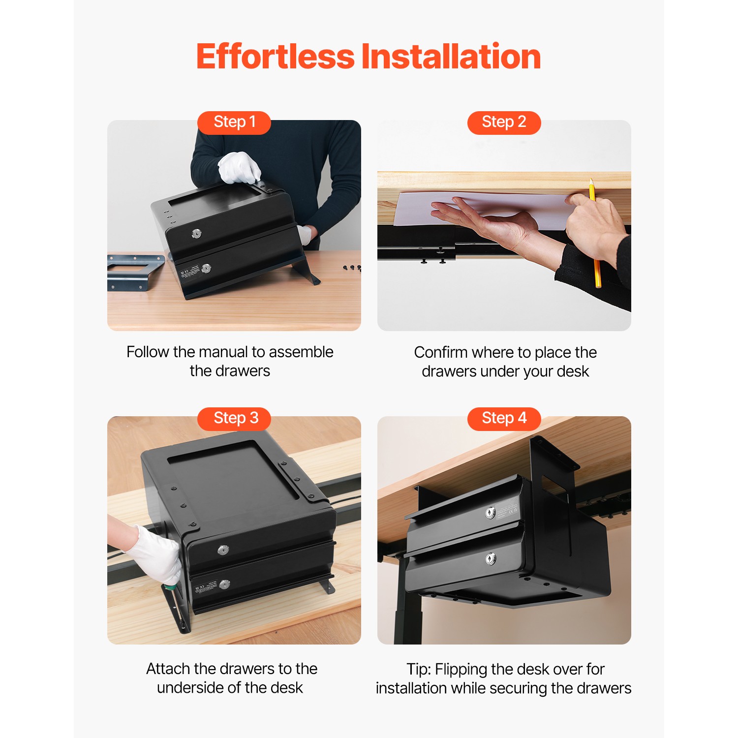 Uimoso 13″ Under Desk Drawer Organizer with 2 Lockable Slide-Out Drawers