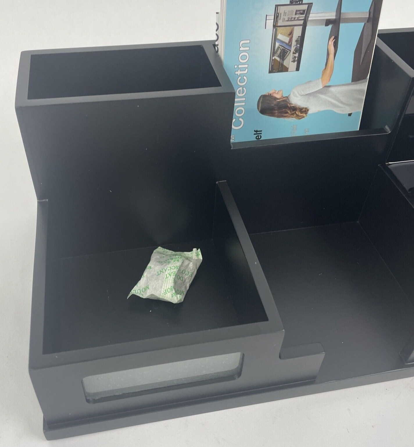 Victor Desk Organizer with Smart Phone Holder Wood Desktop Storage Black – NEW