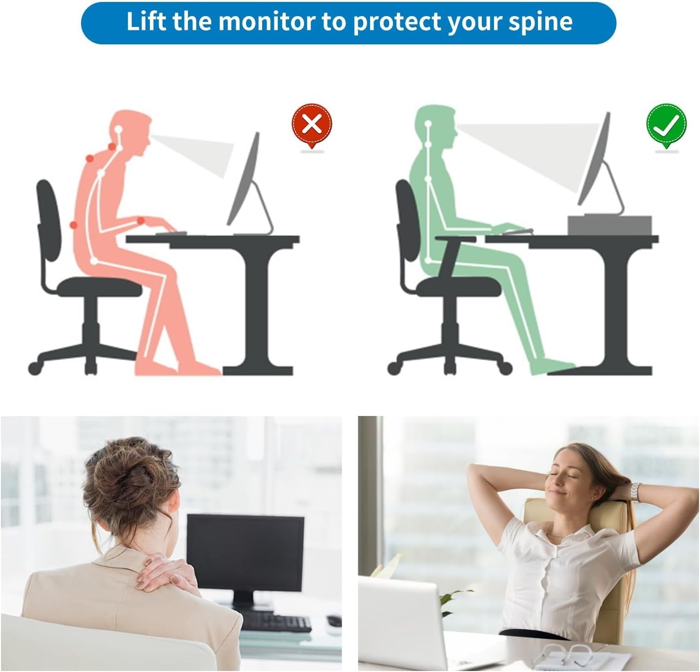 gianotter Computer Monitor Stand Riser, Desk Organizers and Accessories Black