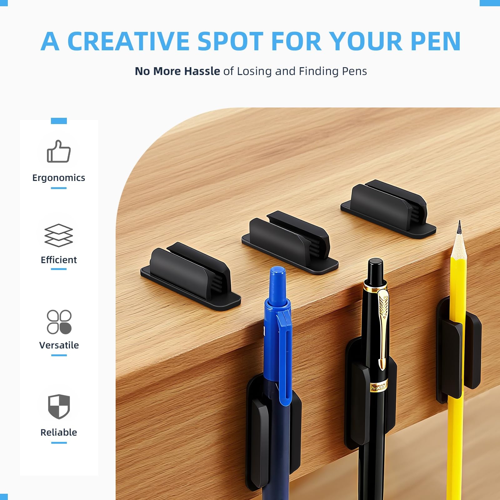 baecel 10 PCS Pen Holder, Upgraded Adhesive Pencil Holder for Desk, Flexible …