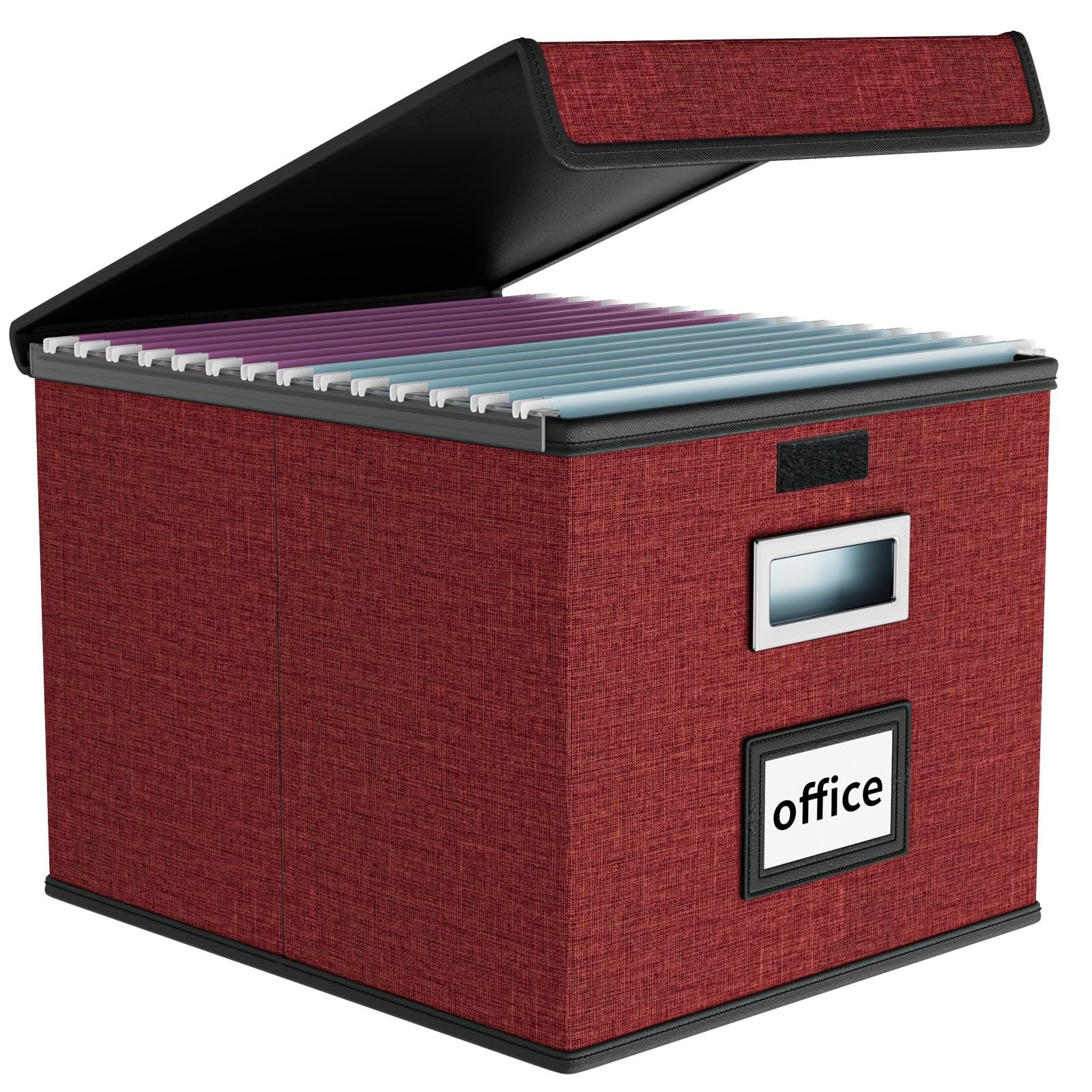 Huolewa File Organizer Box with Lid, 1 pack – without folders, Dark Red
