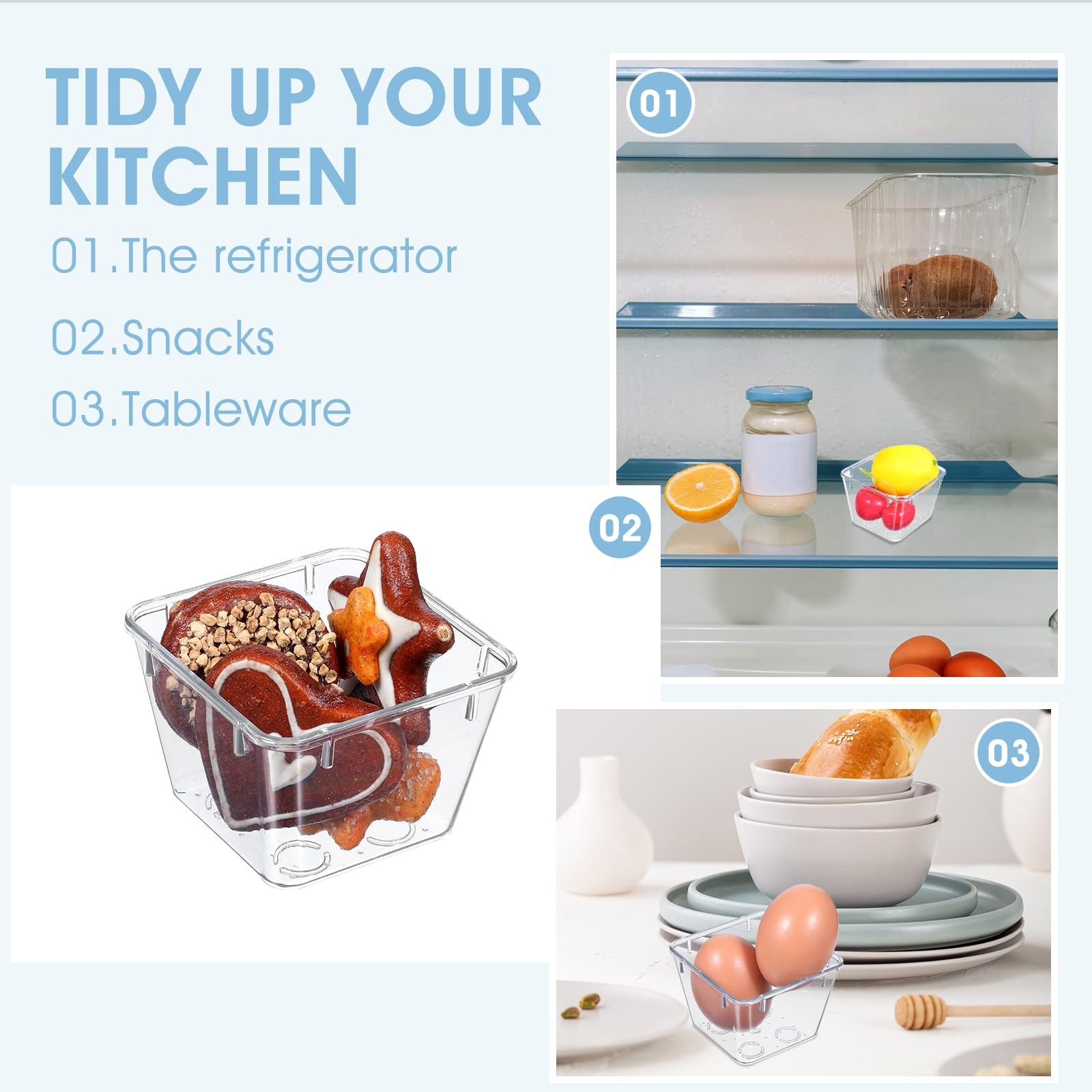 24 Pcs Clear Drawer Organizers 3″ x x 2″ Stackable Small Transparent