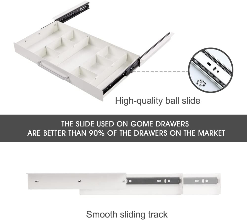 Under Desk Slide Out Pencil Drawer with Adjustable Divider for Office Storage
