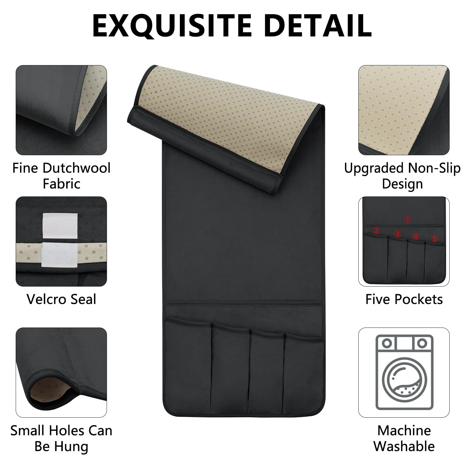 WETRBWEH TV Remote Control Holder Couch Caddy, Non-slip 35″x12.4″, Black
