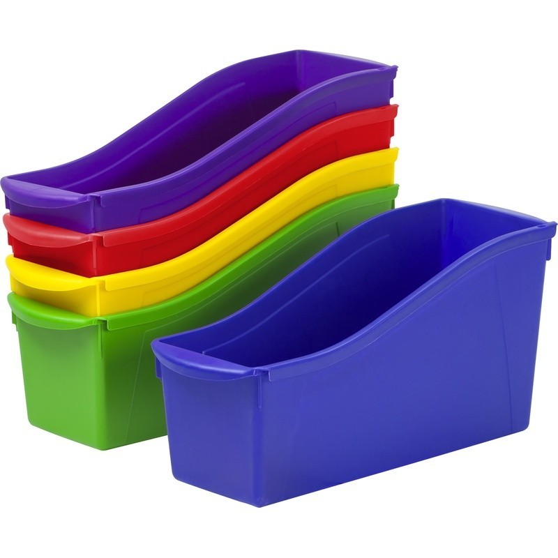 Large Plastic Book Magazine Bin Organizer Set of 5 Interlocking Storage Bins New