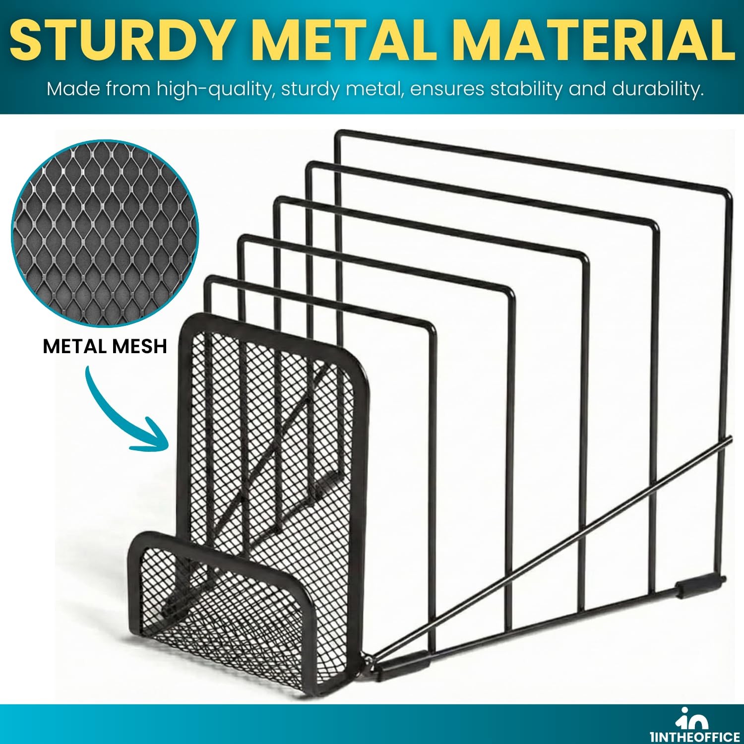 Metal Incline Desktop File Sorter Wire Organizer Black Mesh Step Rack Stand