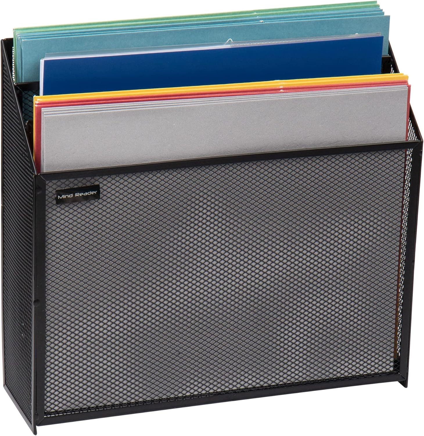 Vertical File Storage, Desktop Organizer, Workspace, Office, Metal Mesh, 12.5″L