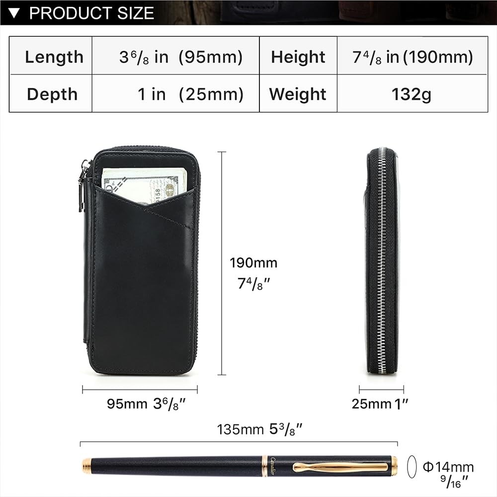Full Grain Leather Pencil Case Handmade Vintage Zipper Pen Holder Pouch with …