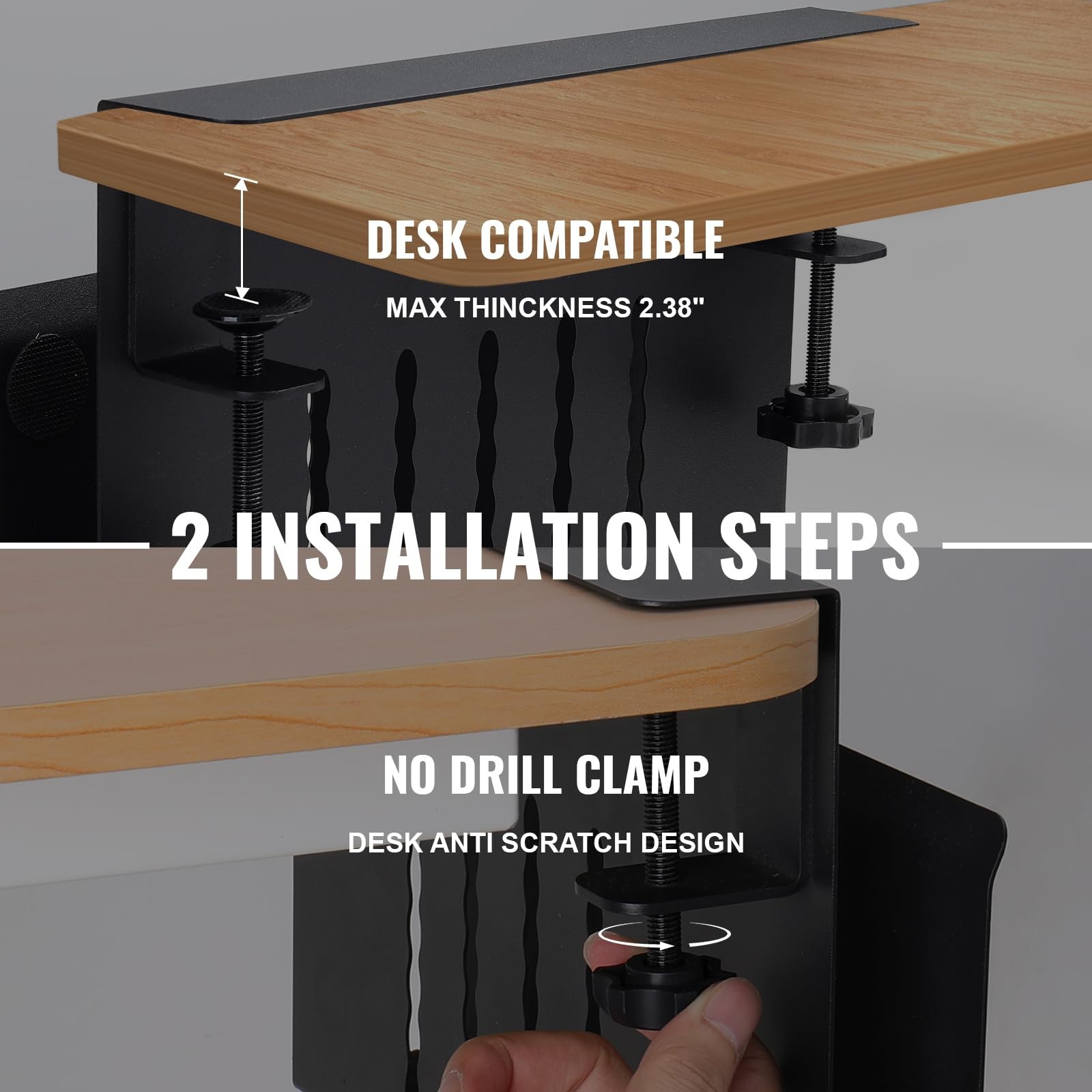 2 Tier Desk Side Storage Organizer Clamp On Laptop Holder Caddy 30 Lbs Load