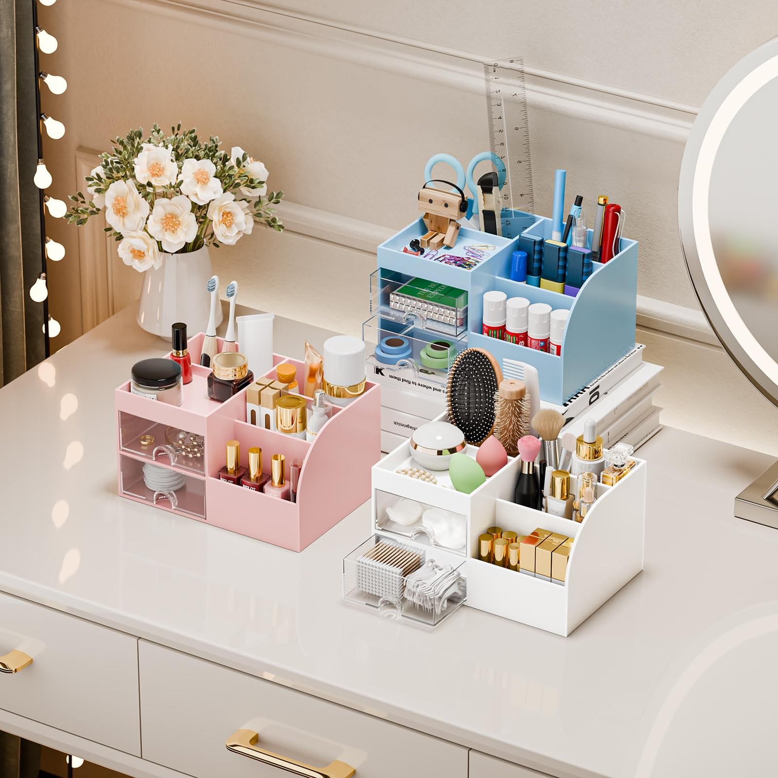 Makeup Organizer with 2 Drawers, Organizers Organizer, White