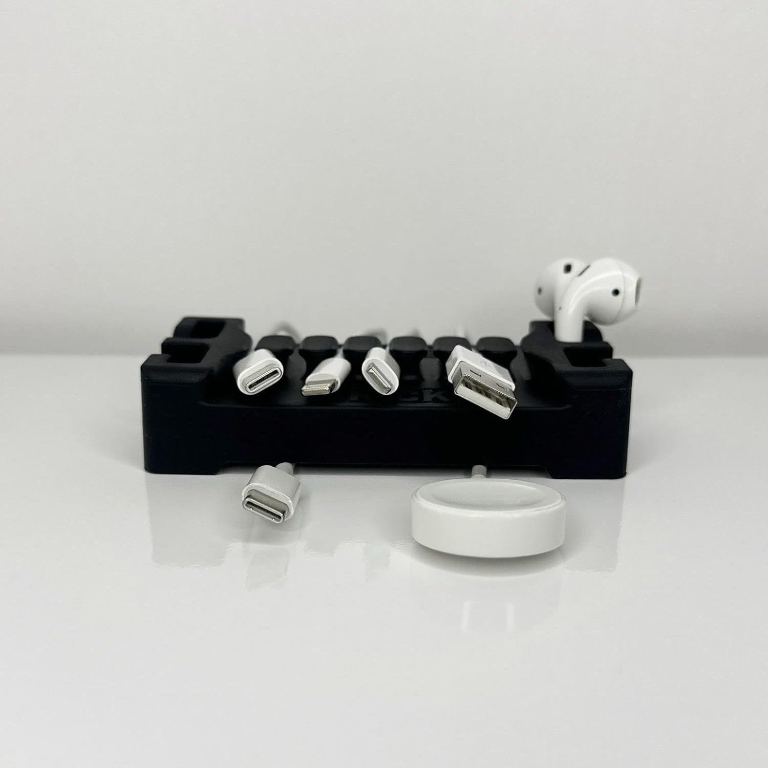 DeskBrick 2PK Non-Slip Steel-Weighted Cord & Desk Organizers, Light Gray