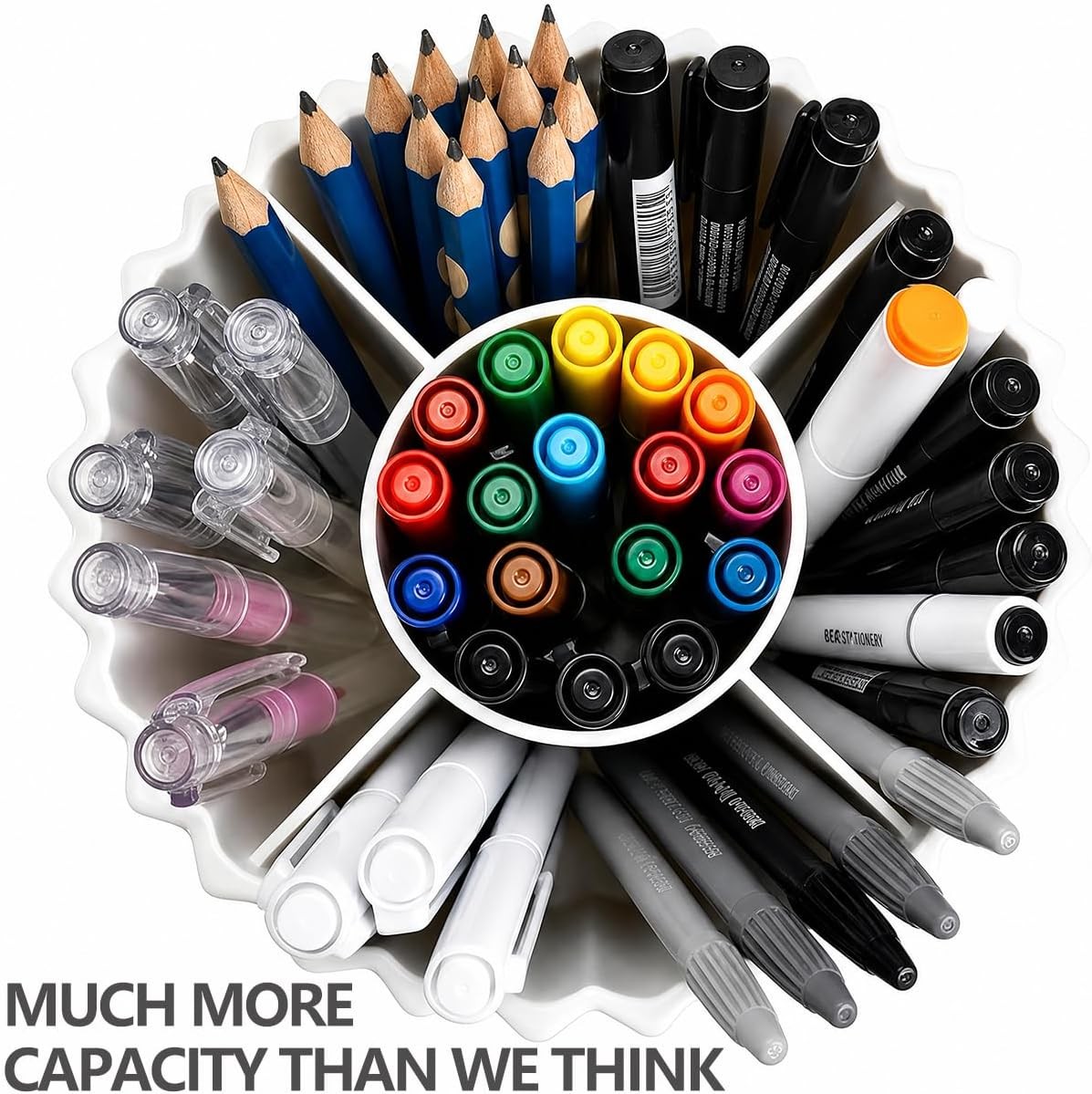 Rotating Pen Holder for Desk, 5 Slots Easthetic Pencil holder Desk Organizer