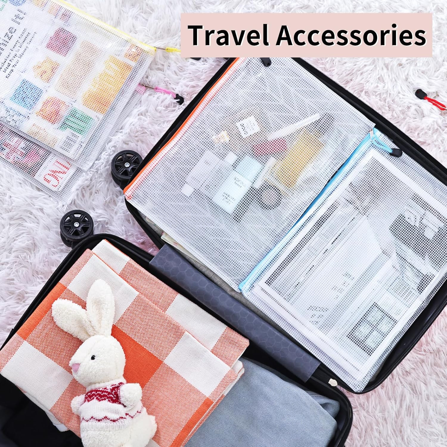 72Pcs Mesh Zipper Pouch A4 Size 12 Colors Waterproof Zipper File Bags Organizer