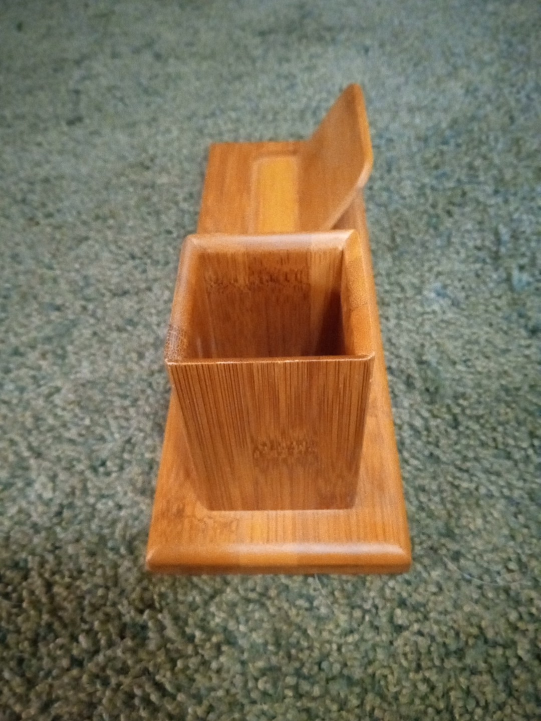 Wooden Handmade Desktop Organizer Cards Pencils Change Holder Unique USA Nice