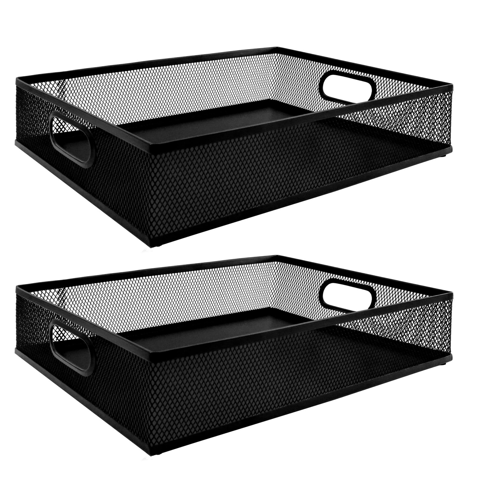 2 Pack Desk Drawer Organizer Tray, Metal Mesh Storage with Handles for Office…