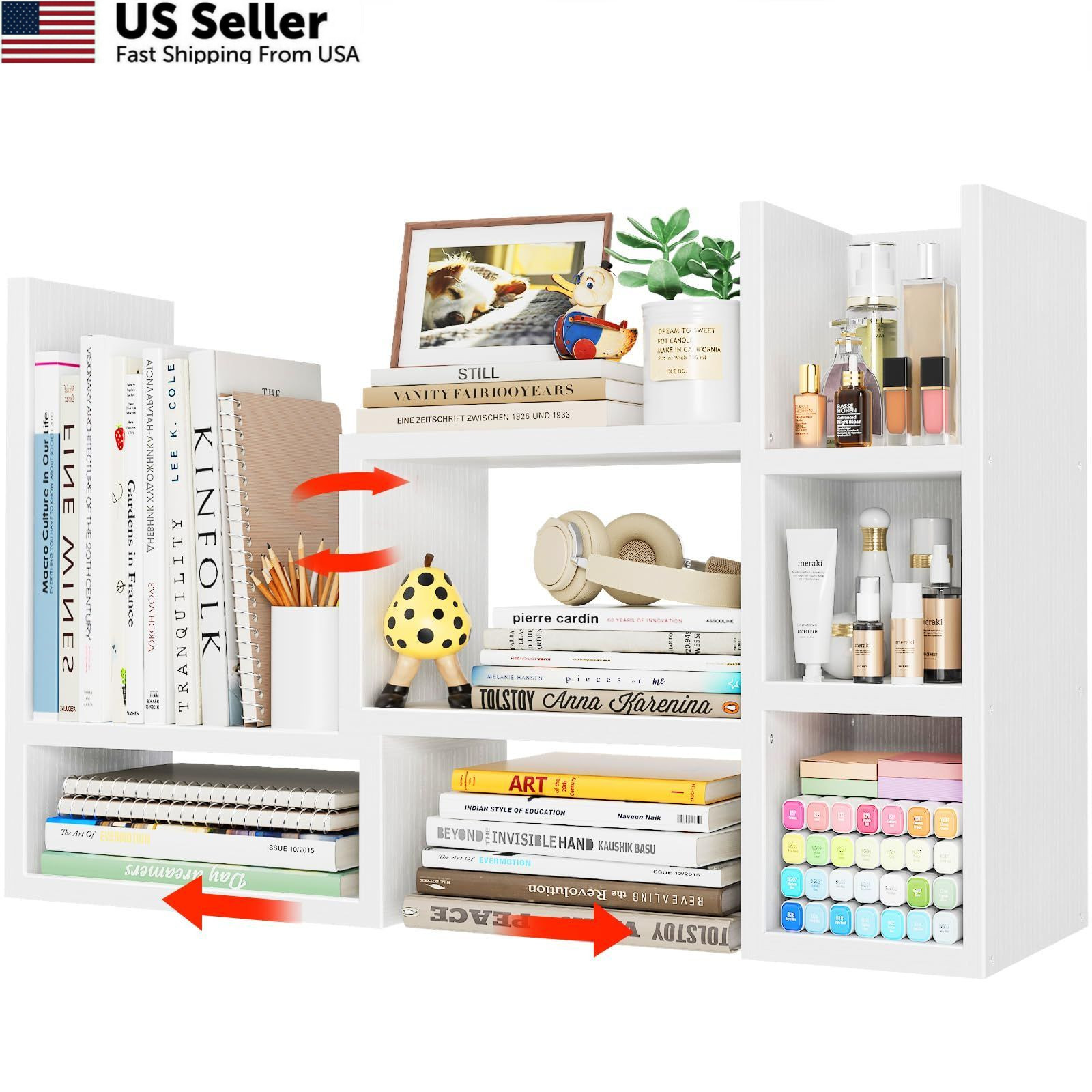 NUTIKAS Desk Shelves Desktop Organizer Shlef – White 13.8 Inches,