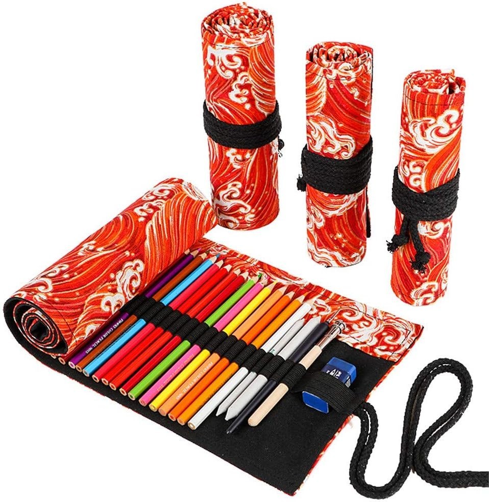 48-Slot Colored Pencil Roll Holder – Portable Canvas Organizer for Artists