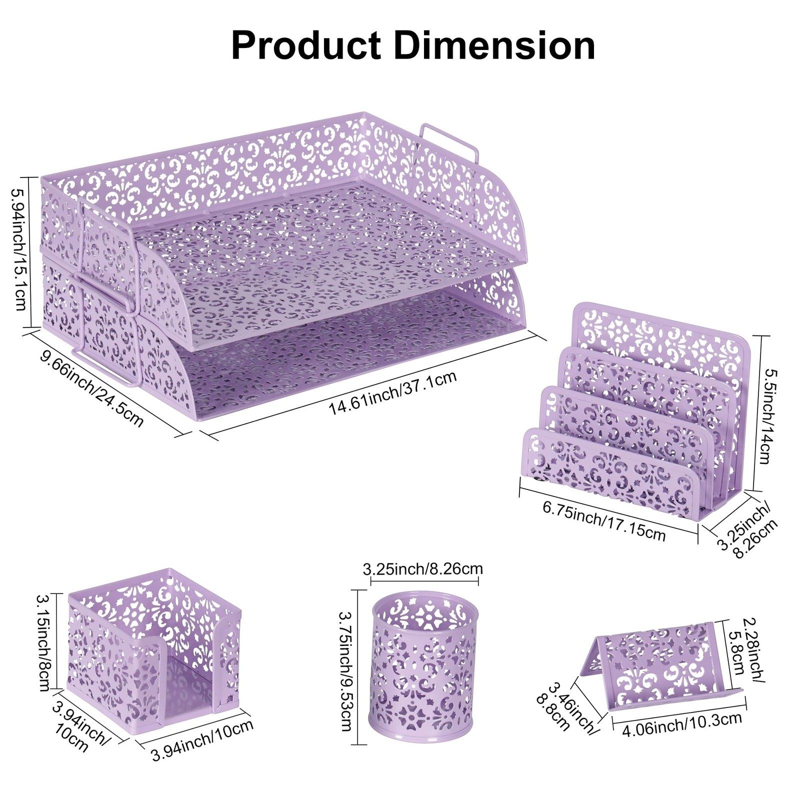 EasyPAG Desk Organizers and Accessories 5 Pieces Office Supplies Set – Purple