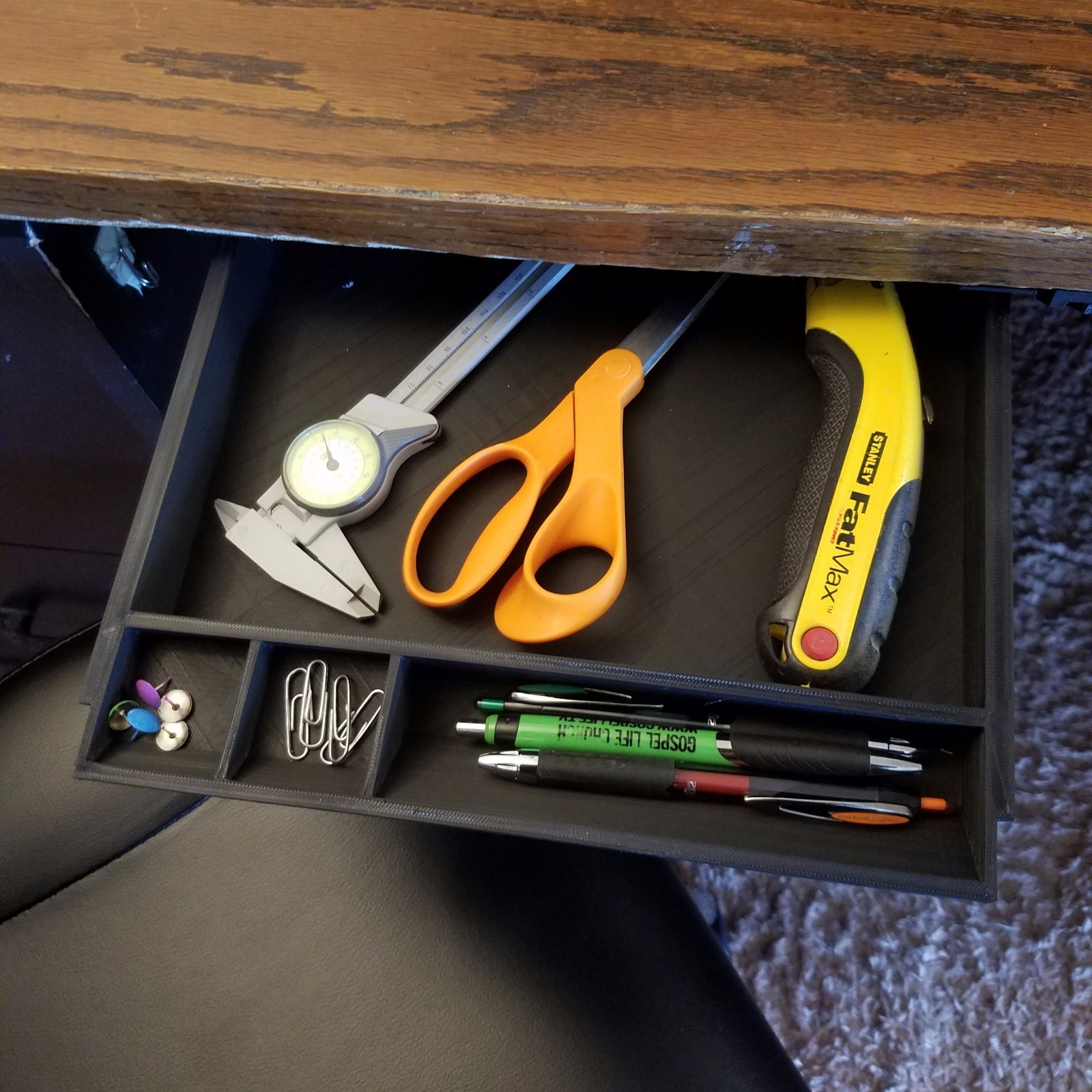 Under Desk Sliding Pencil Drawer Tray & Organizer – Black