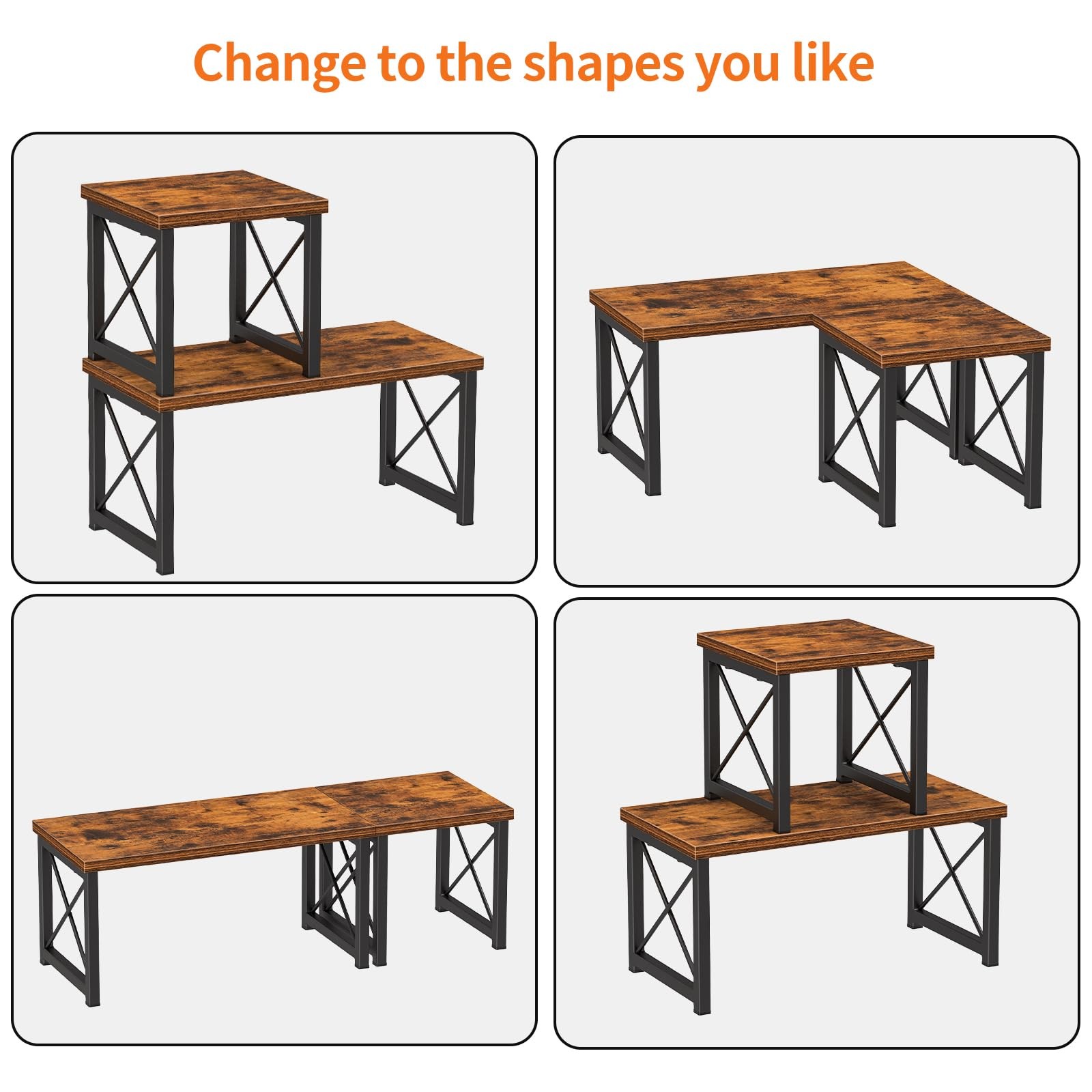 Honiter 2 Sets Desk Shelf, Desktop Organizer 2 7.6in-2 Pack, Brown