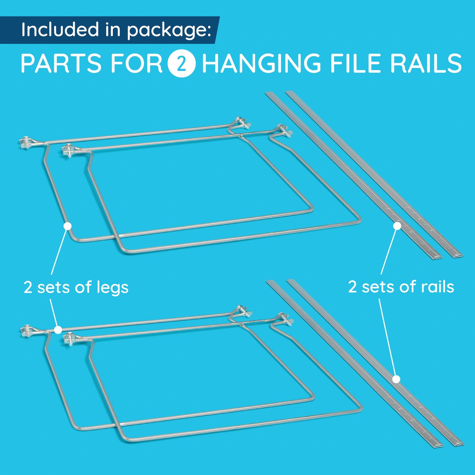 Blue Summit Hanging File Bars For Cabinet, Letter Size,