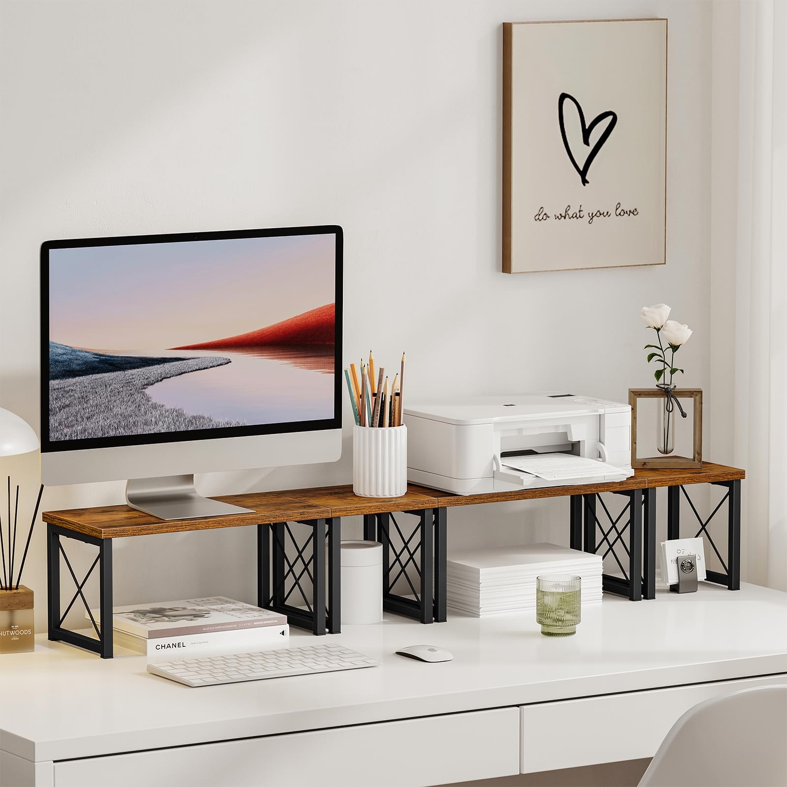 Honiter 2 Sets Desk Shelf, Desktop Organizer 2 7.6in-2 Pack, Brown