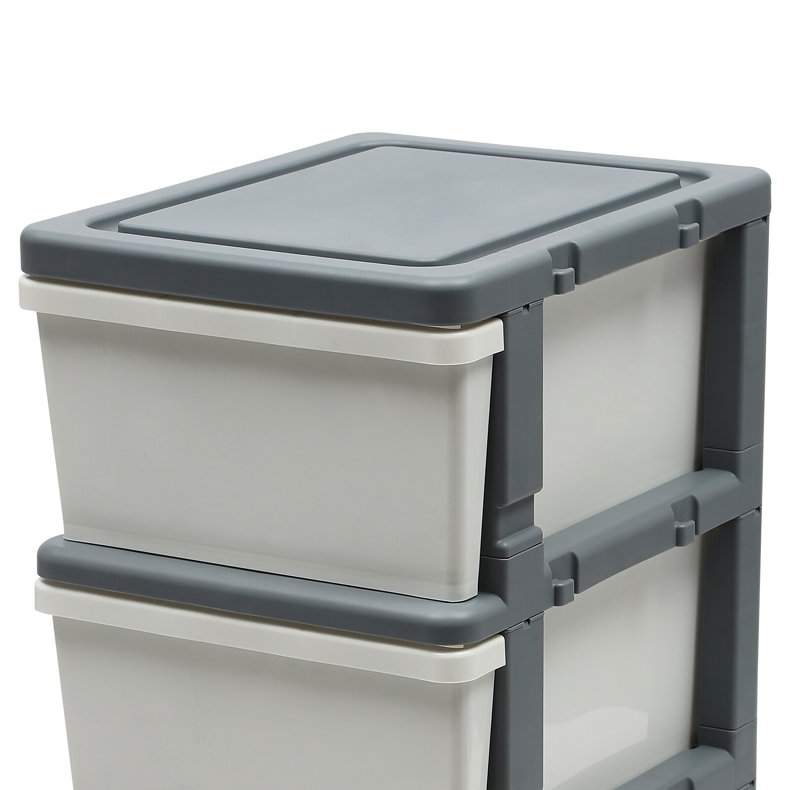 Office White Grey 4 Drawer Storage Cabinet Mobile Rolling Organizer with Wheels