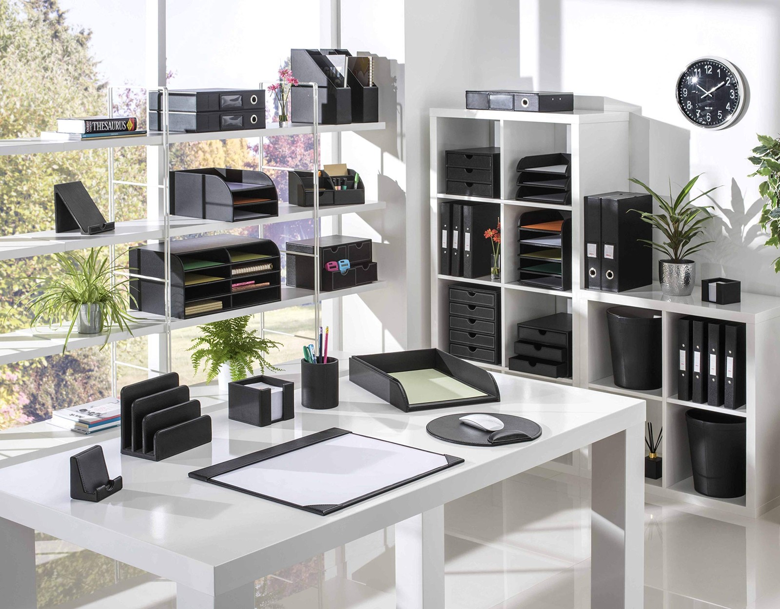 Black Faux Leather Letter Holder | Sorter | Post Rack | Envelope Organiser | …