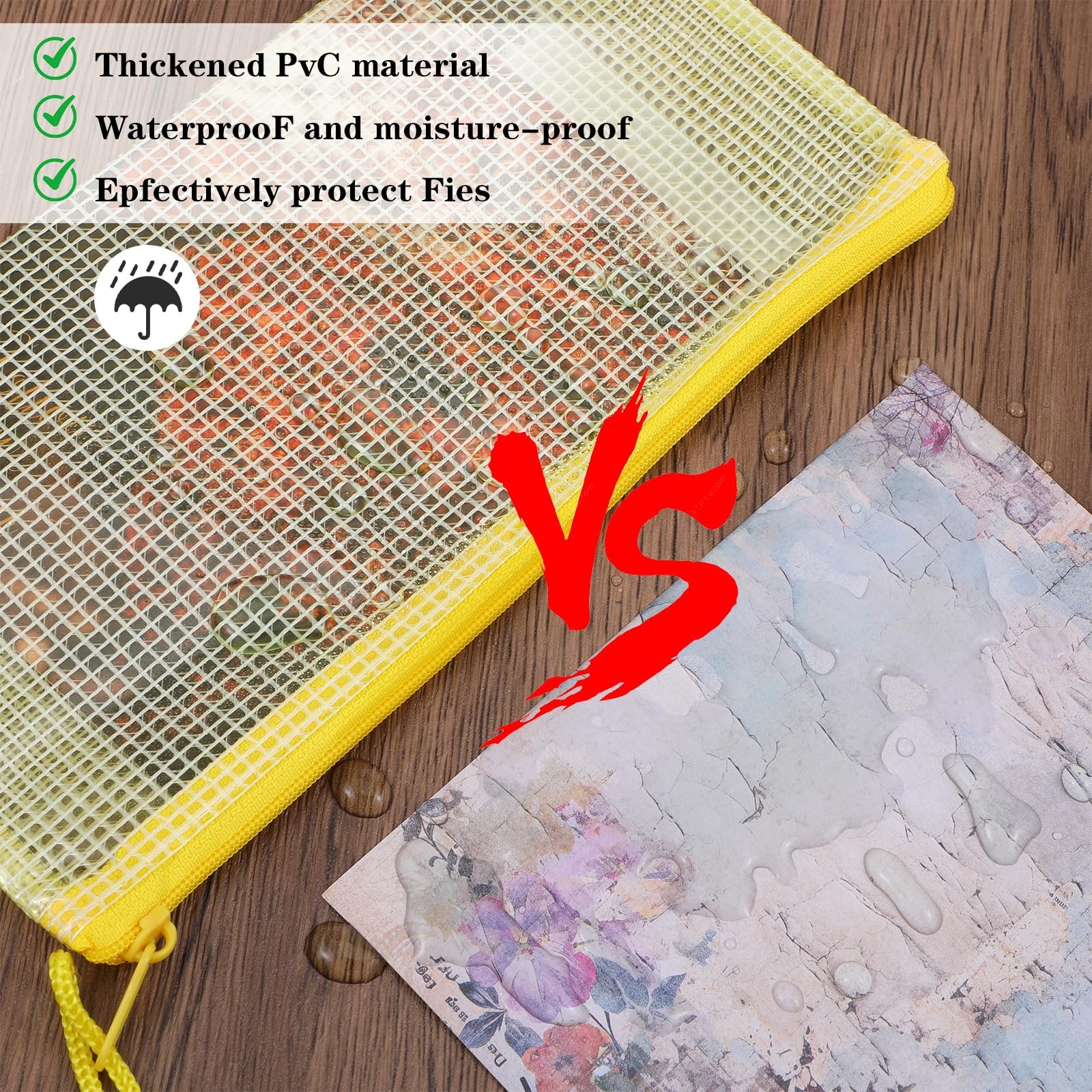 100 PCS Mesh Zipper Pouch Pencil Clear File Bag Waterproof 8.6×4.33 Inch