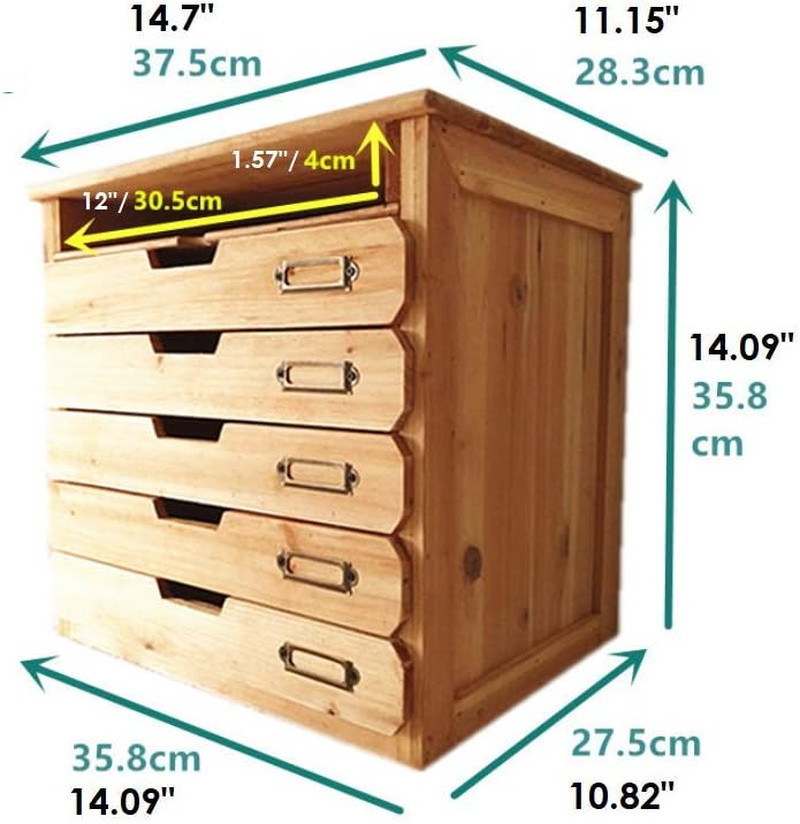 Wooden Desk Organizer with 5 Drawers & Paper Tray – Stylish File Storage